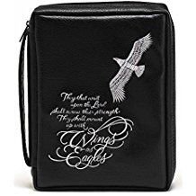BC: Wings as Eagles Black Embroidered Leather Like Vinyl Large