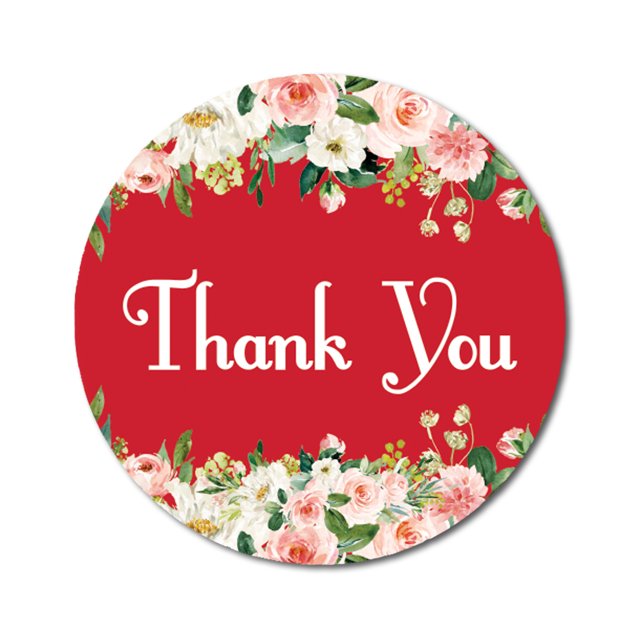 Darling Souvenir DIY Rose Blossom 1.6 Inches Red Round Thank You Stickers DIY Envelope Seals-45 Pcs
