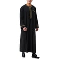 thumbnail image 4 of Men's Dress Robe with Embroidered Pocket Long Sleeve Shirt Traditional Arab Style Prayer Clothing Full-Length Coat and Robe for Men, 4 of 7