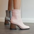 thumbnail image 5 of Cameland Large Women's Punk High Heel Rectangle Toe Thick Heel Zipper Contrast Mart Short Boots, 5 of 5