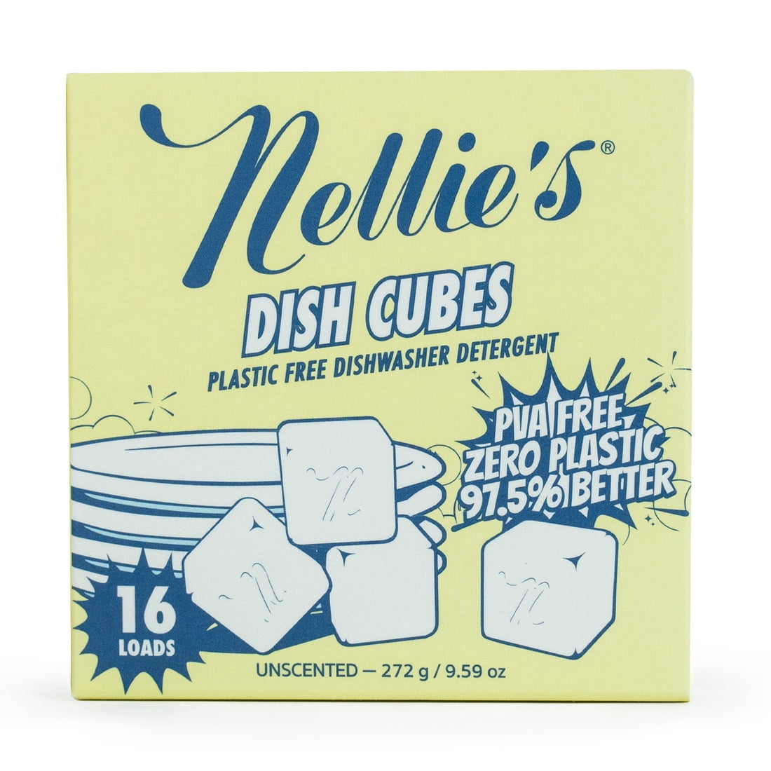 Nellie's Dishwasher Cubes, 16ct, Dishwasher Detergent, Fragrance Free