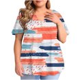 thumbnail image 1 of Hauts Grande Taille pour Femmes Mode Décontractée Imprimée Manches Courtes Ample Grande Taille Volant Manches Courtes Blouse Col en V Shorts Grande Taille Shorts Grande Taille pour Femmes, 1 of 5
