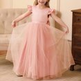 thumbnail image 1 of LOVZFMLL Girls' Summer Short Sleeve Ruffled Lace Round-Neck Embroidery Mesh Princess Bow Skirt, 1 of 4