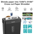 thumbnail image 2 of Paper Shredder for Home,10-Sheet Cross Cut with 13L Basket, P-4 Security Level,3-Mode Design - Shreds CD and Credit Card,Shredders for Home Use, 2 of 8