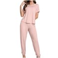 thumbnail image 2 of Qtocio Ensemble de Pyjama pour Femmes, Ensemble de Nuit Décontracté à Col Rond Uni, 2 of 5