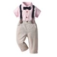 thumbnail image 1 of LSLJS Complet pour Garçons Costume Formel pour Enfants Complets pour Garçons Ados Décontracté T-Shirts à Manches Courtes Col Rond Col Bouton Pantalons Longs Ensembles Tenues de Gentleman Complets Complets pour Garçons Vêtements pour Enfants Tendance 2024, 1 of 8