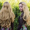 thumbnail image 2 of Women Gradient Blond Long Curly Wig Synthetic Wavy Hair Heat Resistant Wig, 2 of 10