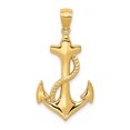 thumbnail image 1 of 14k Yellow Gold Anchor Rope Necklace Charm Pendant Seashore, 1 of 8
