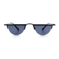 thumbnail image 4 of Funky Cropped Half Circle Flat Top Half Metal Rim Hippie Sunglasses All Black, 4 of 7