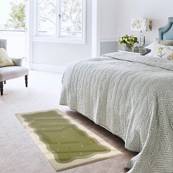 Soft Non Slip Bedroom Rug – Super Soft Flocking Carpet for Bedside, Living Room Runner, and Nursery Decor with Velvet Texture and Rubber Backing