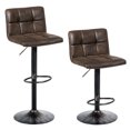 thumbnail image 1 of Gymax Set of 2 Adjustable Bar Stools Swivel Bar Chairs Bistro Pub Counter Retro Brown, 1 of 10