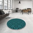 thumbnail image 4 of Ahgly Company Tapis d'Intérieur Lavable à la Machine, Carré, Transitionnel, Vert Sarcelle Profond, Tapis de Zone, 8 Pieds Carré, 4 of 7