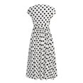 thumbnail image 5 of LSLJS Plus Size Ladies Polka Print Dress Button Lace-up Waist V-neck Skirt, 5 of 5