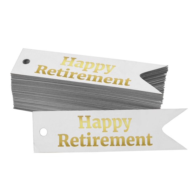 Inkdotpot Pack Of 100 Real Gold Foil Paper Tags Happy Retirement Favor Hang Tags
