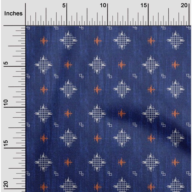 oneOone Polyester Lycra Fabric Check Kasuri Print Fabric BTY 56 Inch Wide
