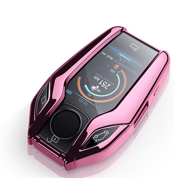 Xingzhi Porte-Clés de Voiture Élégant Décoratif Remplacement Écran Tactile Anodisé Protecteur Antichoc Télécommande Coque Rose