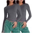 thumbnail image 1 of Birdeem T-Shirts à Manches Longues pour Femmes Mode Décontractée Col Rond Couleur Unie T-Shirt à Manches Longues Chandail Tops Manches 3/4 T-Shirts pour Femmes, 1 of 4