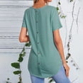 thumbnail image 4 of cfhntfmh Women's Ribbed Tops Short Sleeve Casual Basic Summer Tees Solid Crew Neck Curvy Hem T Shirt, 4 of 7