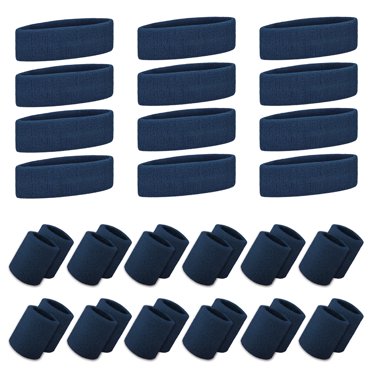 GOGO 12 Sets Sports Sweatband Sets (12 Headbands and 24 Wristbands) Navy