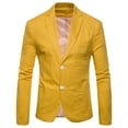 thumbnail image 2 of TIMIFIS Yellow Men's Blazer Jacket Casual Solid Single Rows Two Button Suit Jacket Fashion Formal Lapel Slim Wedding Blazer, 2 of 3
