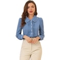 thumbnail image 1 of INSPIRE CHIC Women's Peter Pan Collar Work Blouse Puff Sleeve Button Down Shirt, 1 of 6
