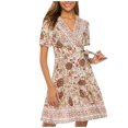thumbnail image 1 of Birdeem Robes d'Été pour Femmes, Nouvelles, Élégantes, à Col en V, Imprimées, pour les Vacances, 1 of 5