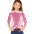 thumbnail image 1 of AWZXDE T-Shirt en Velours pour Filles à Manches 3/4, Doux, Col Rond, Hauts Décontractés pour Filles, T-Shirt de Base Confortable 3-14 Ans, 1 of 4