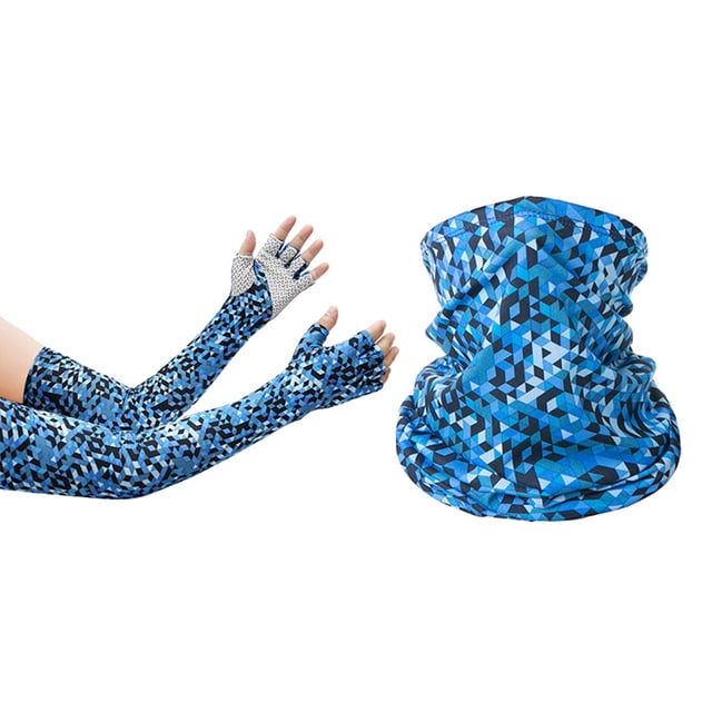 Ensemble de Manchons de Bras Couvre-Visage Femmes Hommes Respirant Protection Solaire pour Camping Cyclisme Course Monture Pêche