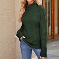 thumbnail image 1 of Jienlioq Chandails pour Femmes Col Roulé pour Femmes Chandail Récréatif en Tricot Chandail à Manches Longues Hauts Vert P, 1 of 3