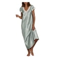 thumbnail image 1 of Robe à Manches Courtes Femmes Manches Courtes Col en V Tenue d'Intérieur Pyjamas Longue Robe Chemises de Nuit Vêtements de Nuit, 1 of 8