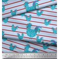 thumbnail image 3 of Soimoi Blue Rayon Fabric Cock & Stripe Print Fabric by the Yard 56 Inch Wide, 3 of 5
