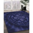 thumbnail image 3 of Ahgly Tapis Rond Lavable en Machine Intérieur Transitionnel Bleu Nuit, 5 Pieds Rond, 3 of 7