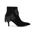 thumbnail image 3 of BLISSFUL STEP Women's Fringe Pointed Toe Stiletto Heel Ankle Boot Black 7, 3 of 7