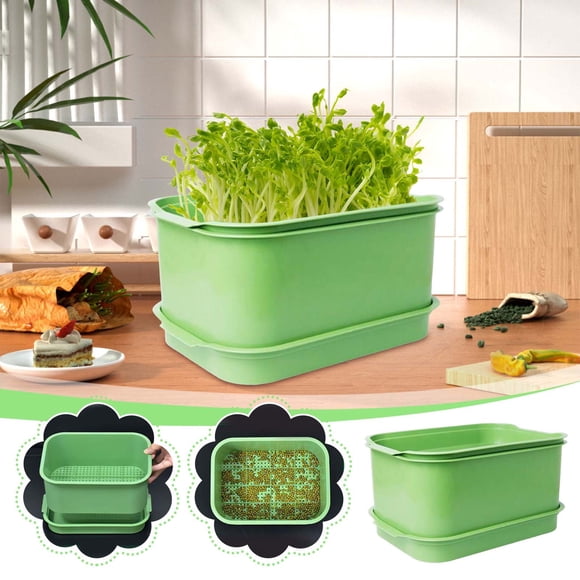 Birdeem Seed Sprouter Kit, Stackable Seedling Starter Tray- Microgreens Growing Kit, Microgreens Propagator Mini Plant Grow Trays, Germinate Seeds Indoors, Healthy Snacks, Bean Sprouts, Soil Free