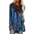 thumbnail image 1 of LUXUR Blouse Chemise à Manches Longues pour Femme Col Ras du Cou Tunique Décontractée Hauts Chandail à Blocs de Couleur Teinture sur Nœuds 6 S, 1 of 2
