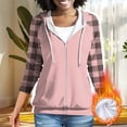 thumbnail image 2 of Chbgutlmr Sweatshirt for Women Raglan Long Sleeve Casual Plaid Jackets Drawstring Zip up Hoodies Pockets, 2 of 8