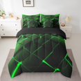 thumbnail image 2 of YST 7 Piece Green Geometric Bed in a Bag, Modern Abstract Plaid Comforter Set, 100% Polyester, Twin Size (7 Count), 2 of 5