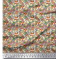 thumbnail image 1 of Soimoi Poly Georgette Fabric Leaves & Fox Face Cartoon Printed Craft Fabric by The Yard 52 Inch Wide, 1 of 3