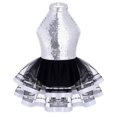 thumbnail image 1 of Oyolan Robe Justaucorps de Danse Ballet Métallique à Paillettes pour Filles avec Jupes en Tulle Robes de Performance Argent 14, 1 of 7