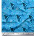 thumbnail image 1 of Soimoi Blue polyester Crepe Fabric Facets Triangle Geometric Printed Craft Fabric by the Yard 42 Inch Wide, 1 of 3
