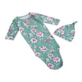 thumbnail image 1 of Baby Sleeping Bag Set Sleepsuit Newborn Long Sleeves CrewNeck Flower Print Sleeping  Hat Swaddles Sleeping Sack, 1 of 5