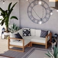 thumbnail image 1 of Modway Upland 3-Piece Solid Teak Wood Patio Sectional Sofa in Natural & White, 1 of 15