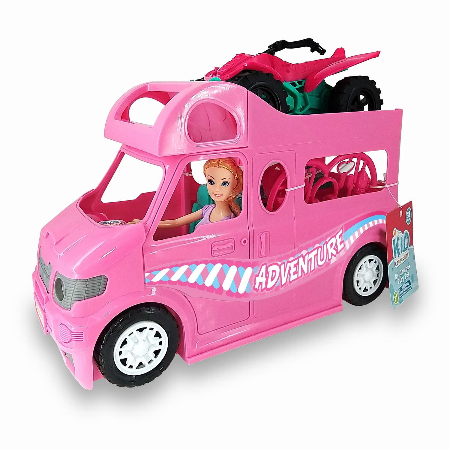 Kid Connection Ensemble De Jeu Autocaravane VR Avec Jeu De Poupée 11.5", 31 Pièces, Son Et Lumière