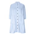 thumbnail image 4 of Yuyuzo Robes d'Automne pour Femmes Chemise à Carreaux Mini Robe Manches 3/4 Boutonnée Col en V Robe Courte Basique, 4 of 6