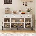 thumbnail image 2 of Sideboard Cabinet with 4 Doors & 3 Drawers, Wooden Buffet Cabinet Coffee Bar Table with Adjustable Shelf, Storage Cabinet for Kitchen, Dining Room, Hallway, 2 of 9