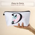 thumbnail image 4 of Unique Bargains Personalized Makeup Bag D Letter Purse Small Cosmetic Bag Zipper Monogrammed Makeup Bag Pouch White, 4 of 7