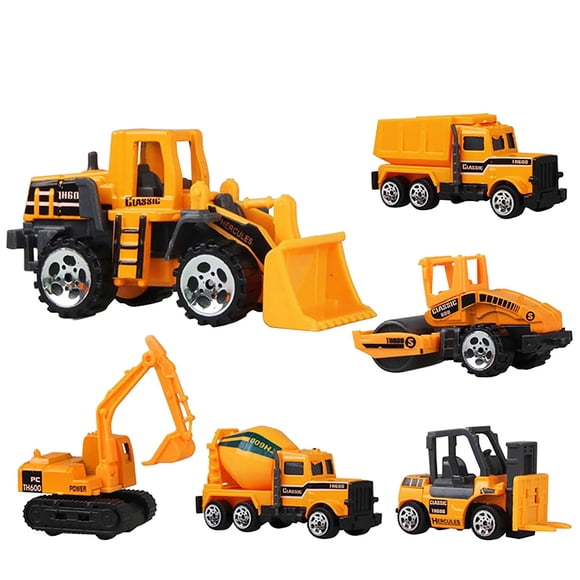 6 Pack Mini Assorted Construction Vehicles & Car Toys For Children