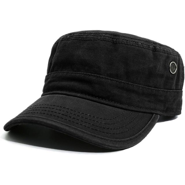 ORUYROP Classic Cotton Flat Top Military Cadet Cap,Army Hat