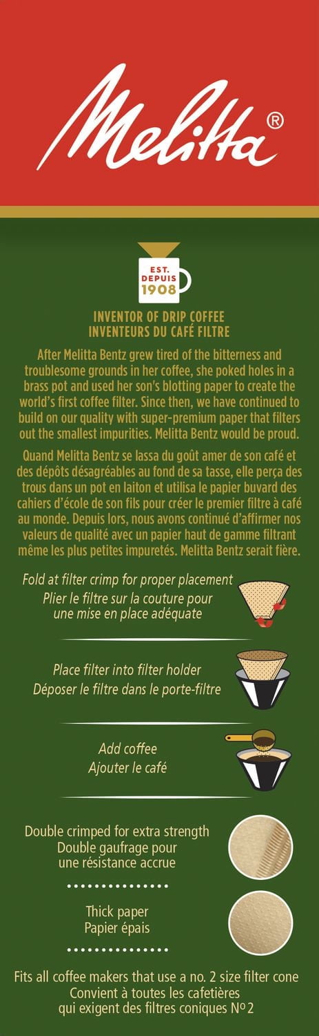 Melitta Filtres à café coniques no 2 en bambou