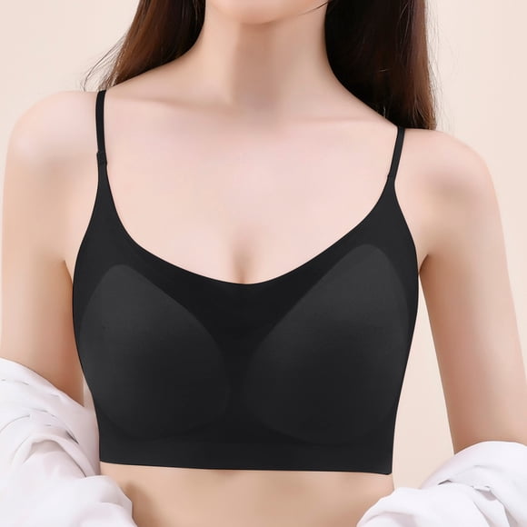 Soutien-gorge sous-Vêtements Sans Coutures en Soie Glacée Sans Armatures Confort pour Femmes Bonnets 3/4 Mince Soutien Débardeur Top